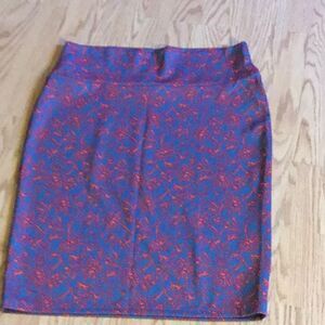 NWOT LULAROE CASSIE skirt in bluish gray & pink in size XL